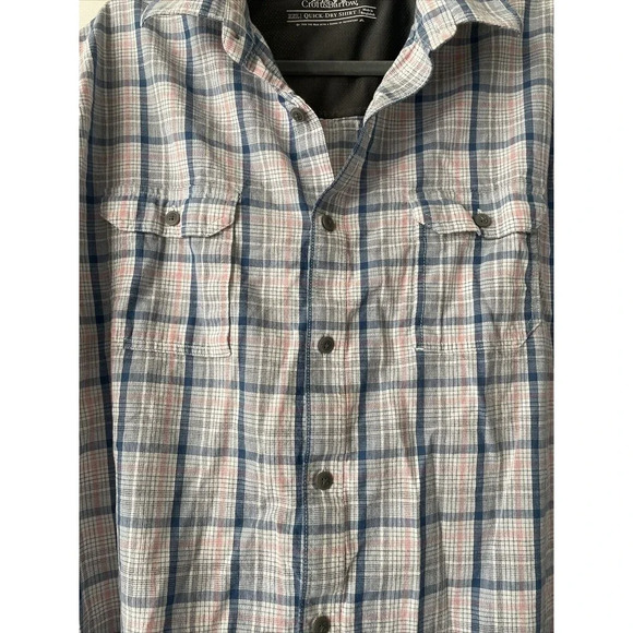 Croft & Barrow Mens Button Up Shirt XXL Plaid Vented Pockets Outdoor Active Fish - Picture 2 of 10